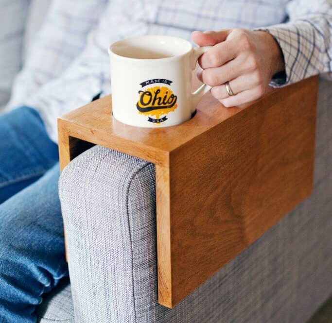 Wooden made sofa sleeve and cup holder